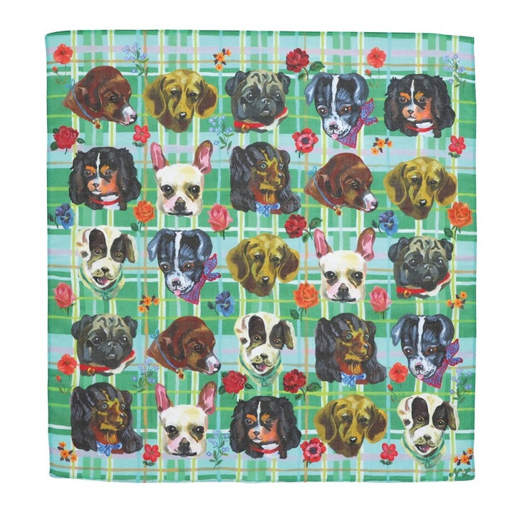 ナタリー・レテ 大判ハンカチ｜犬柄・60×60cm